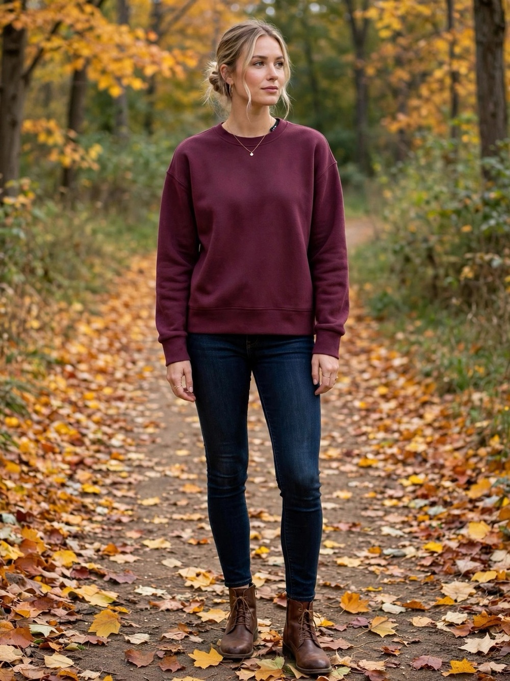 Lazypants Burgundy Crewneck Sweatshirt Relaxed Fit Casual Soft Size Medium
